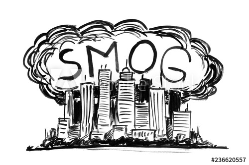 500x333 black brush and ink artistic rough hand drawing of high rise - Air Pollution Drawing