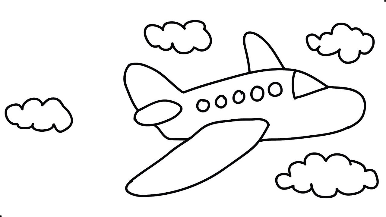 simple airplane line drawings