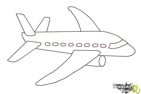 how to draw simple airplane step by step