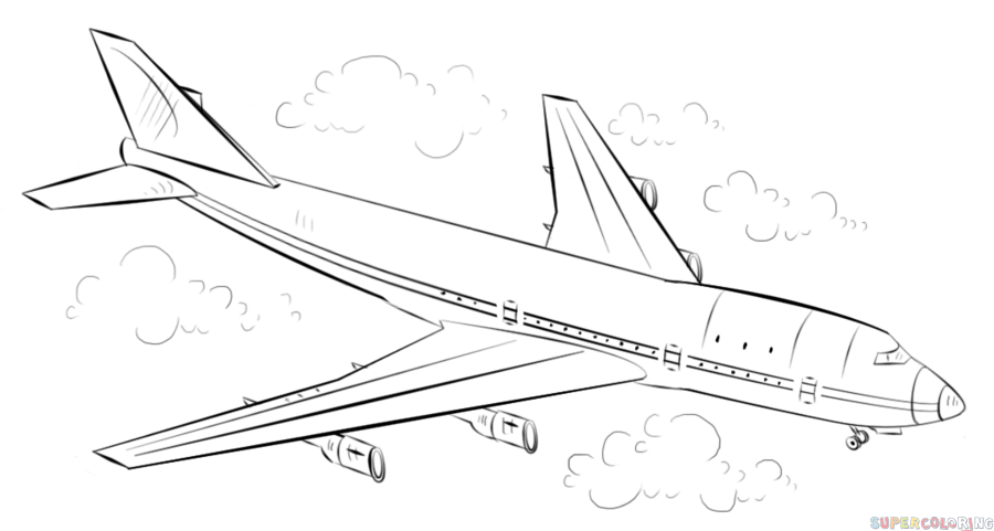 900x481 Airplane Coloring Pages For Kids Ck Theme Airplanes - Airplane Drawing For Kids