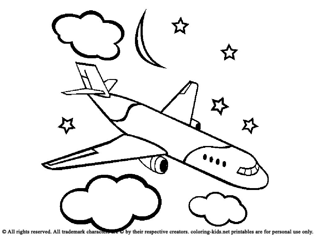1024x768 airplane with clouds coloring picture for kids tank airplane - Airplane Drawing For Kids