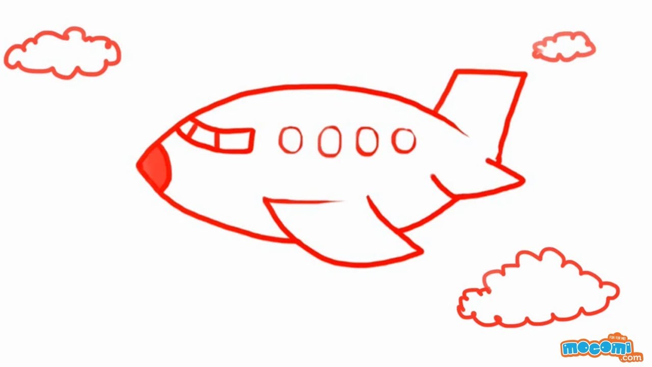 1280x720 How To Draw An Airplane Step - Airplane Drawing For Kids