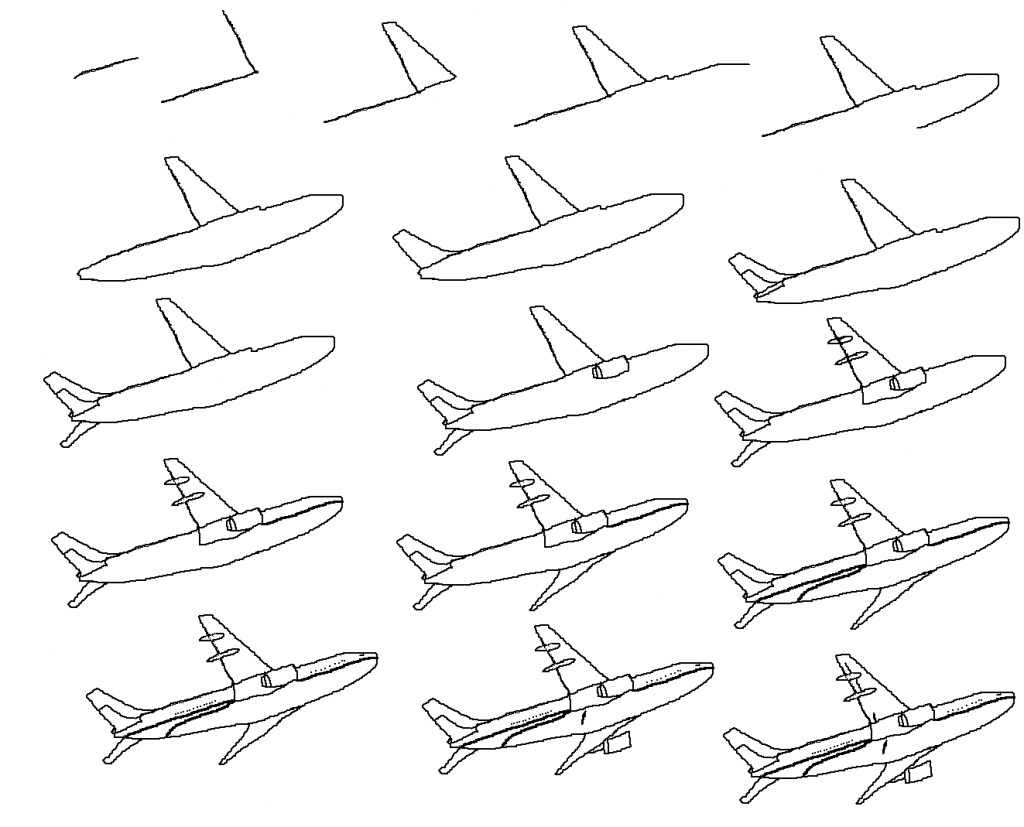 Airplane Drawing Step By Step at PaintingValley.com | Explore ...