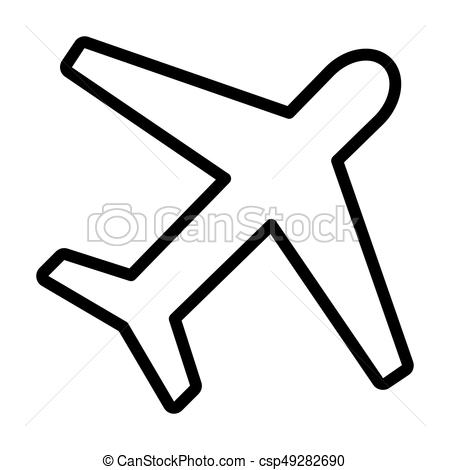 450x470 Airplane Line Icon Plane Symbol In Outline Style Vector - Airplane Line Drawing