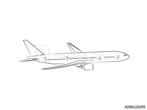 500x375 Commercial Jet Airplane Line Drawing Vector - Airplane Line Drawing