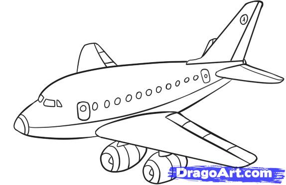 574x372 Airplanes Drawings - Airplane Line Drawing