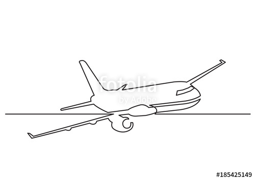500x354 One Line Drawing Of Isolated Vector Object - Airplane Line Drawing