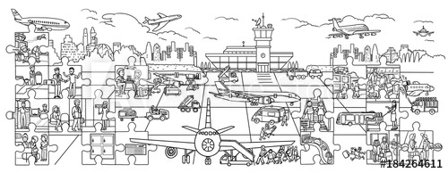 500x194 coloring - Airport Drawing