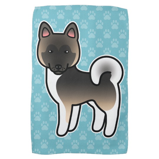 540x540 fawn with black overlay akita dog cartoon drawing hand towel - Akita Drawing