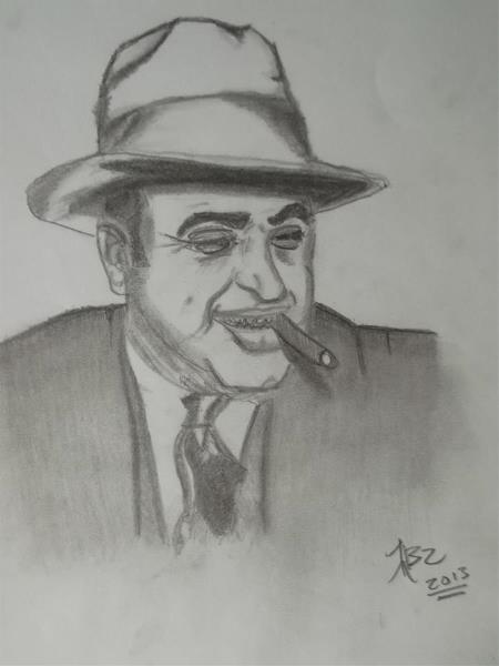 450x600 Portrait Of Al Capone Drawing - Al Capone Drawing