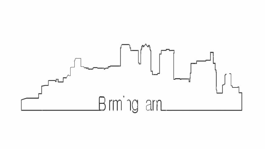 852x480 black and white skyline of birmingham, alabama image - Alabama Drawing