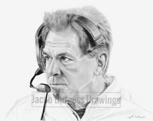 300x236 nick saban pencil drawing print alabama crimson tide - Alabama Drawing