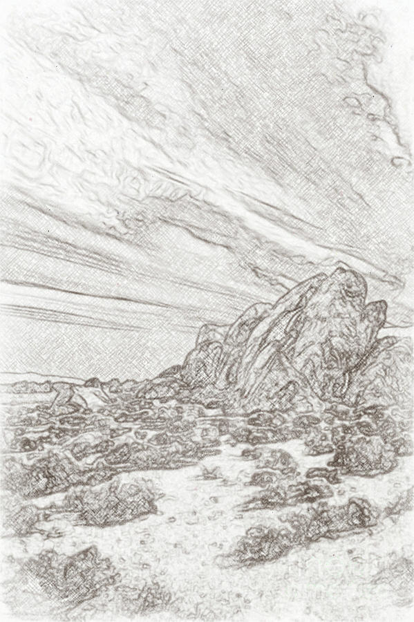 599x900 pencil sketching rocks, mountains and sky at alabama hills - Alabama Drawing