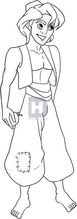 254x720 how to draw aladdin, step - Aladdin Drawing