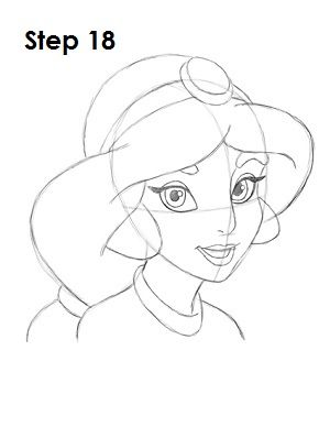 300x388 how to draw jasmine from disney's aladdin doit - Aladdin Drawing