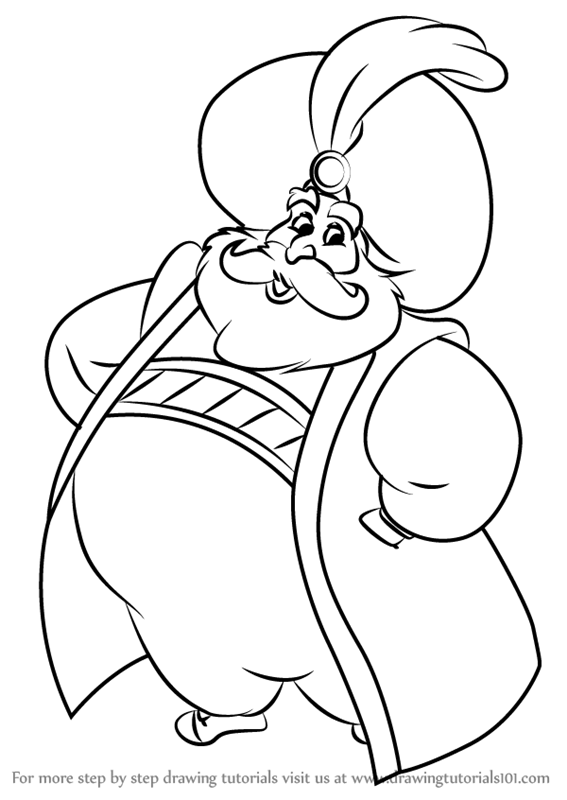 567x800 learn how to draw the sultan from aladdin - Aladdin Drawing
