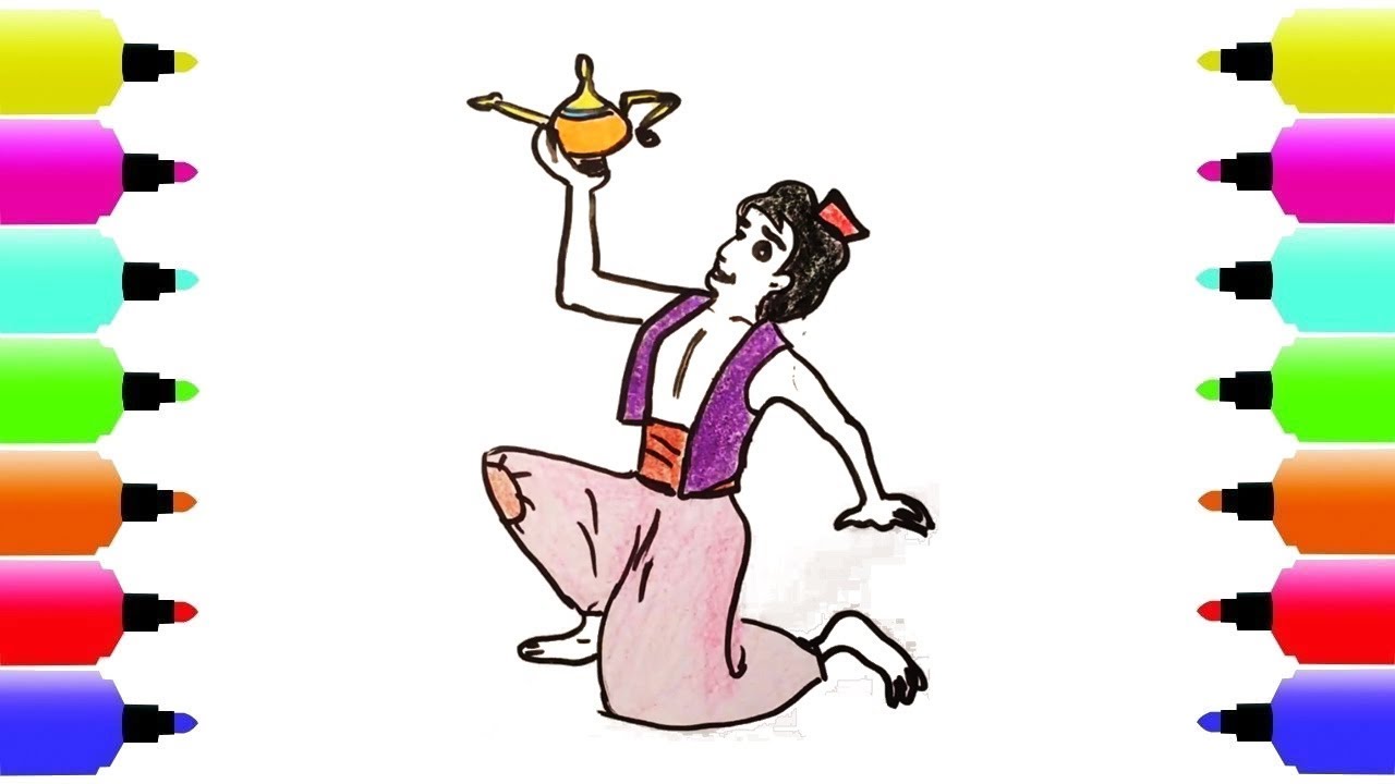 1280x720 How To Draw Aladdin And The Magic Lamp Step - Aladdin Lamp Drawing