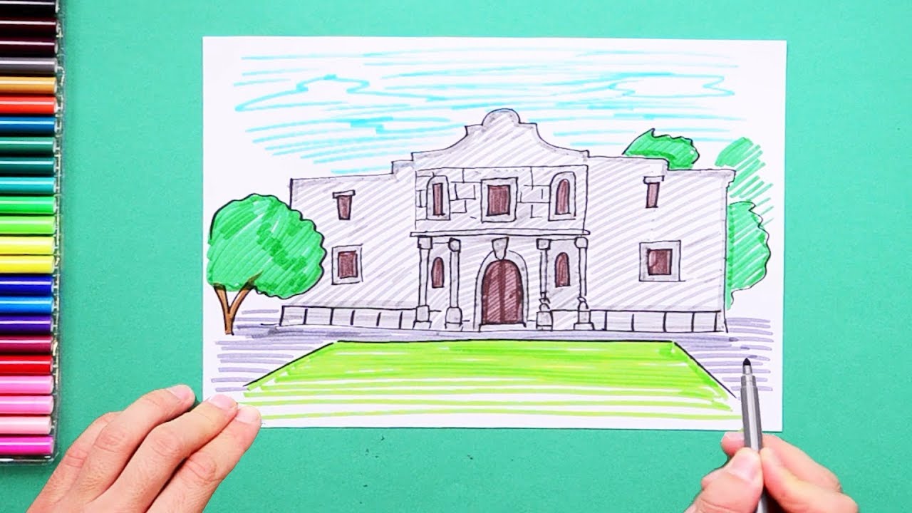 1280x720 how to draw alamo mission, san antonio, texas - Alamo Drawing