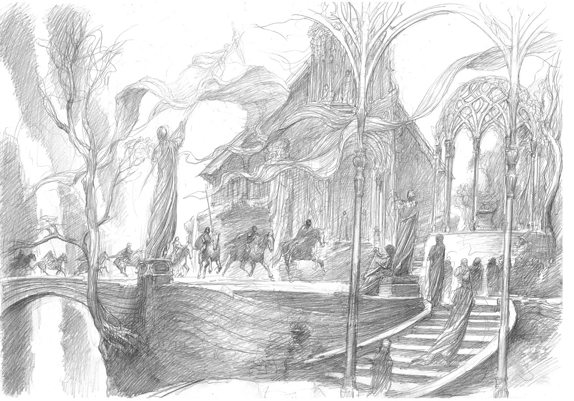 1157x807 all that is gold rivendell sketch alan lee - Alan Lee Drawings