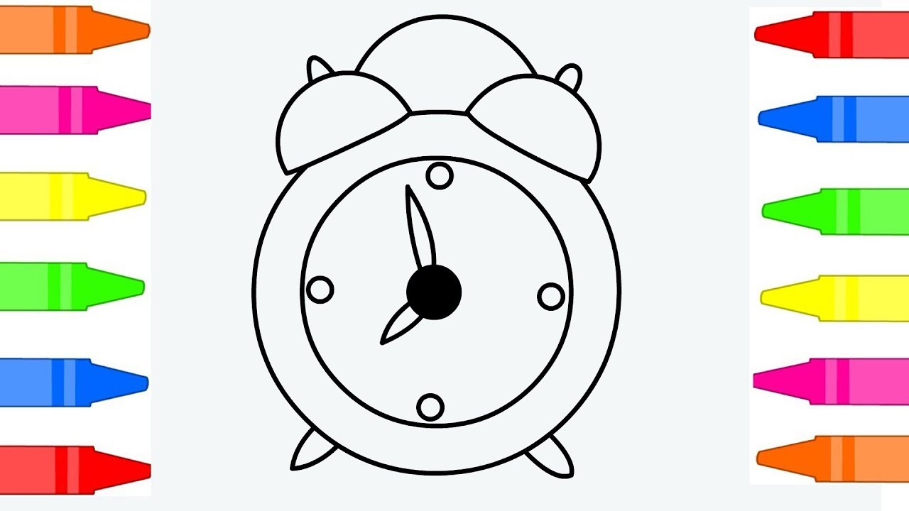 1280x720 how to draw alarm clock coloring pages for kids children learn - Alarm Drawing