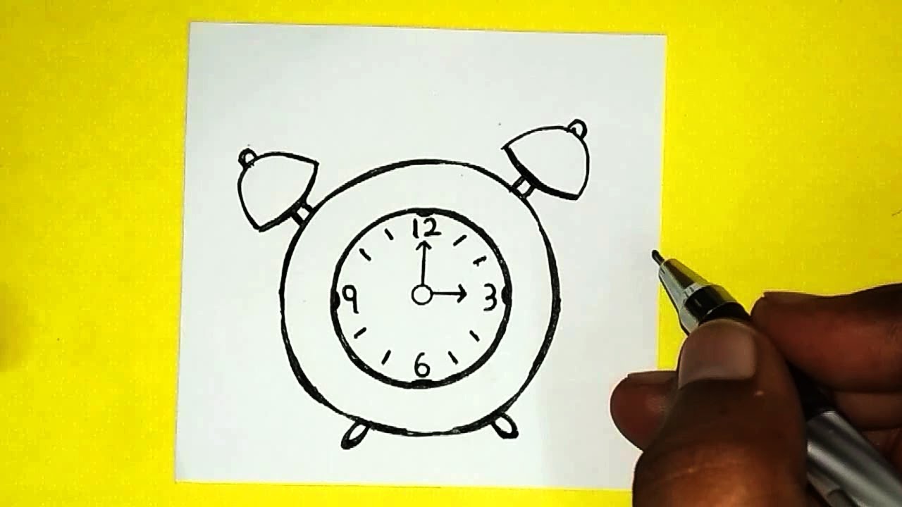 1280x720 how to draw alarm clock drawing for kids easy step - Alarm Drawing