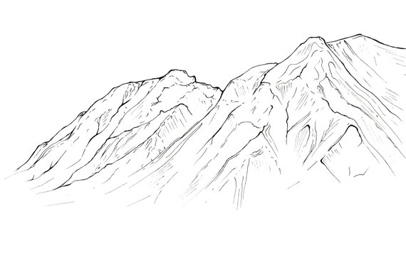 570x359 alaskan mountains ink line drawing wall print alaska range etsy - Alaska Drawing