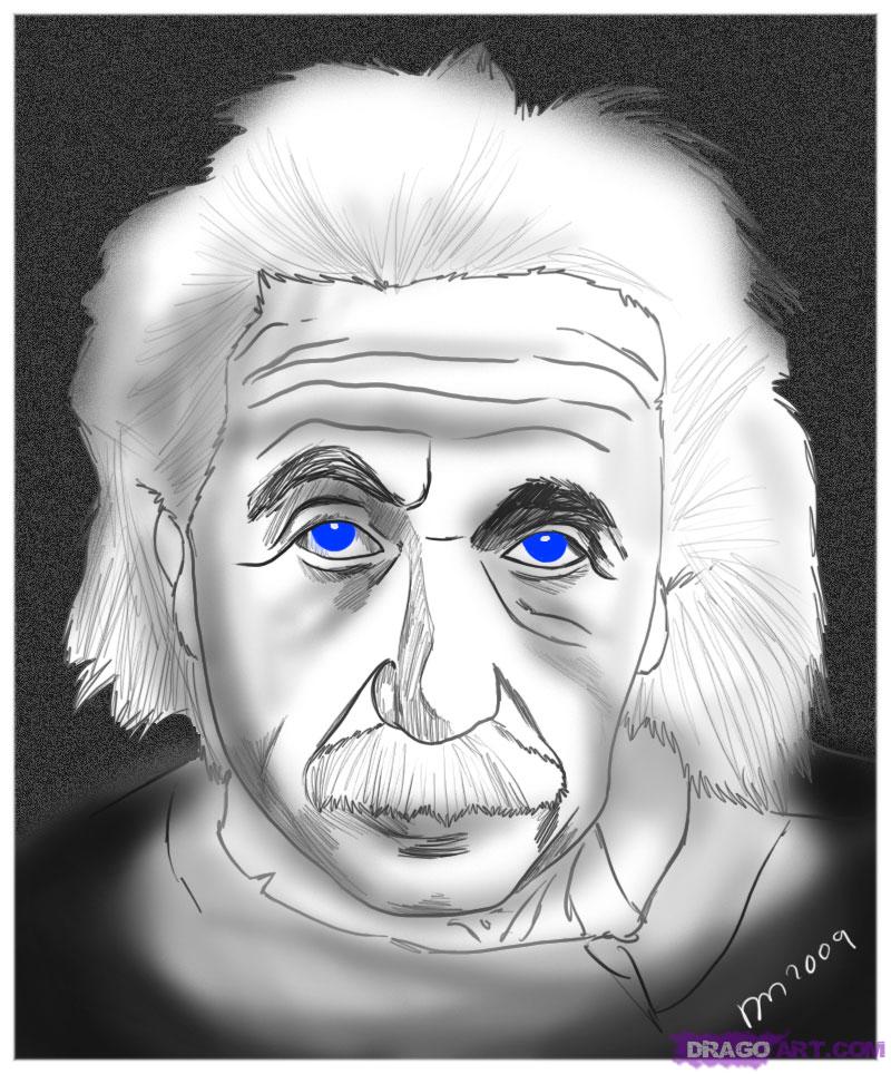 800x964 How To Draw Albert Einstein, Step - Albert Einstein Drawing