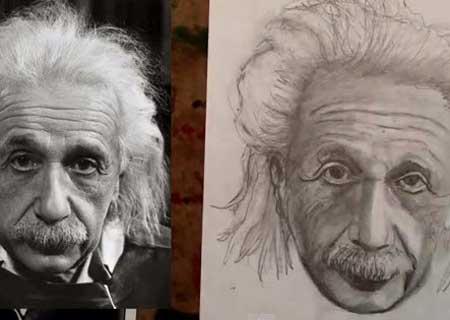 450x320 How To Draw Albert Einstein Step - Albert Einstein Drawing