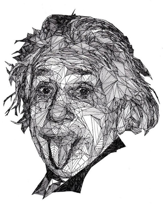 570x726 Temporary Tattoo Geometric Drawing Albert Einstein Or Etsy - Albert Einstein Drawing