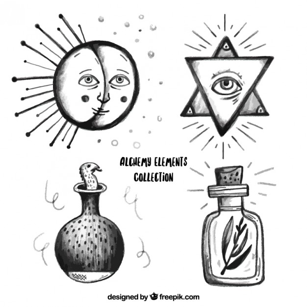 626x626 Hand Drawn Alchemy Symbols Pack Vector Free Download - Alchemy Drawing