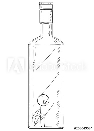 358x500 Cartoon Stick Drawing Conceptual Illustration Of Man Sitting - Alcohol Drawing