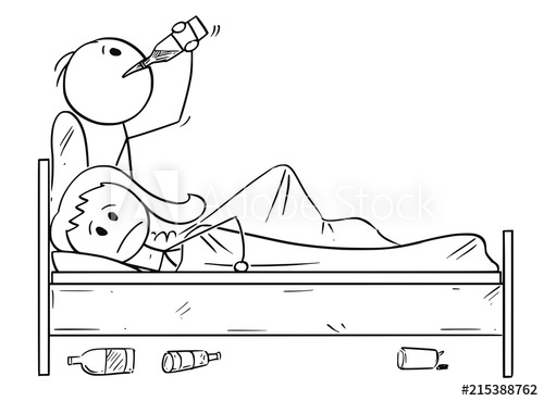 500x369 cartoon stick drawing conceptual illustration of unhappy - Alcohol Drawing