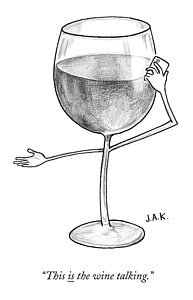 193x300 a glass of red wine speaks on the phone drawing - Alcohol Drawing