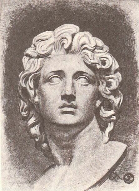 445x611 ilya efimovich repin pencil drawing of a plaster head - Alexander The Great Drawing