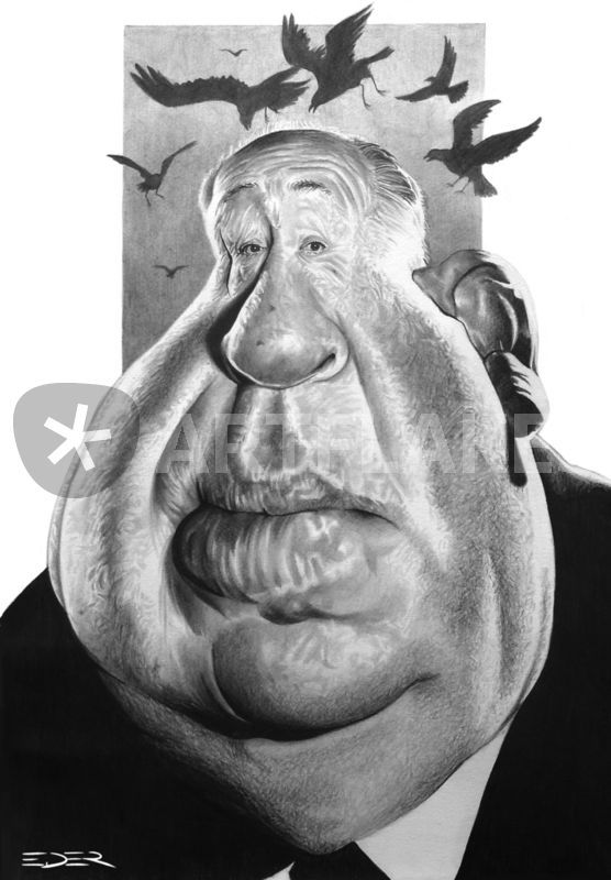 556x800 Alfred Hitchcock Caricature Drawing Art Prints And Posters - Alfred Hitchcock Drawing