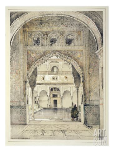 366x488 door of the hall of ambassadors, from 'sketches and drawings - Alhambra Drawing