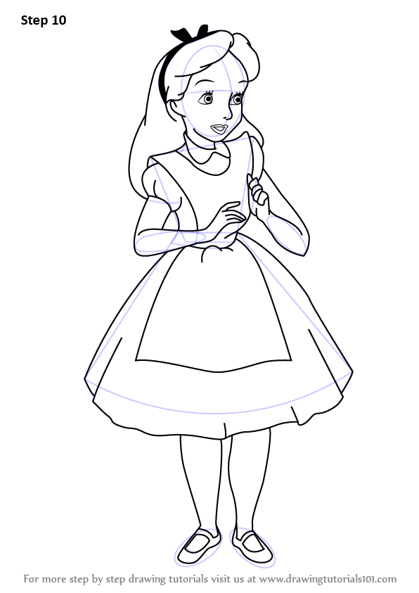 596x843 learn how to draw alice from alice in wonderland - Alice And Wonderland Drawings