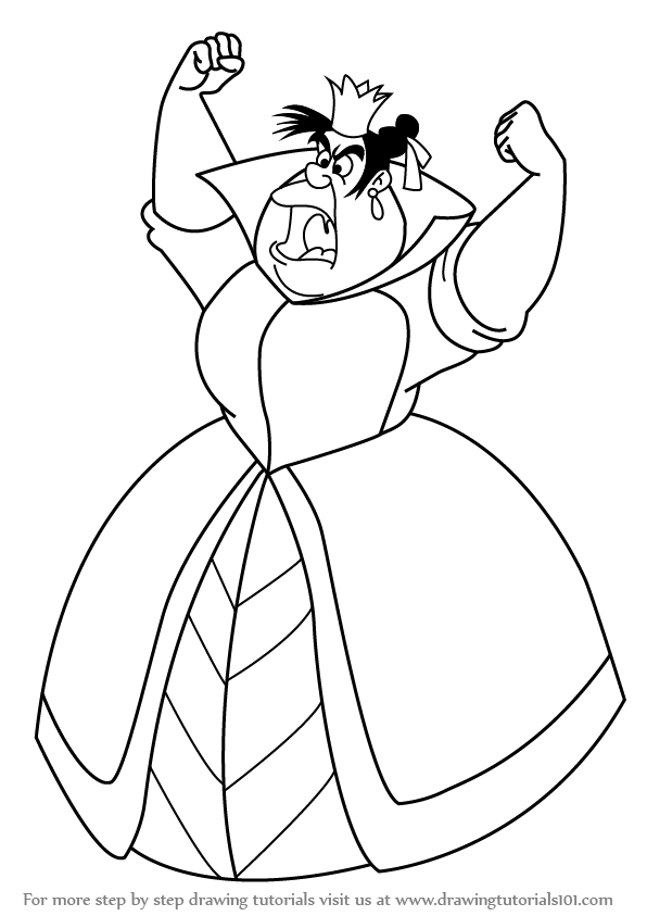 596x843 learn how to draw queen of hearts from alice in wonderland - Alice And Wonderland Drawings
