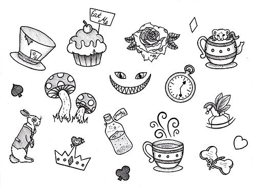 500x365 alice in wonderland tumblr illustration - Alice And Wonderland Drawings