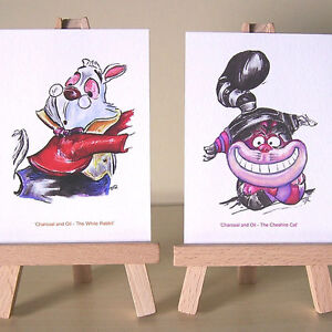 300x300 alice in wonderland cheshire cat white rabbit wdcc drawings aceo - Alice And Wonderland Drawings