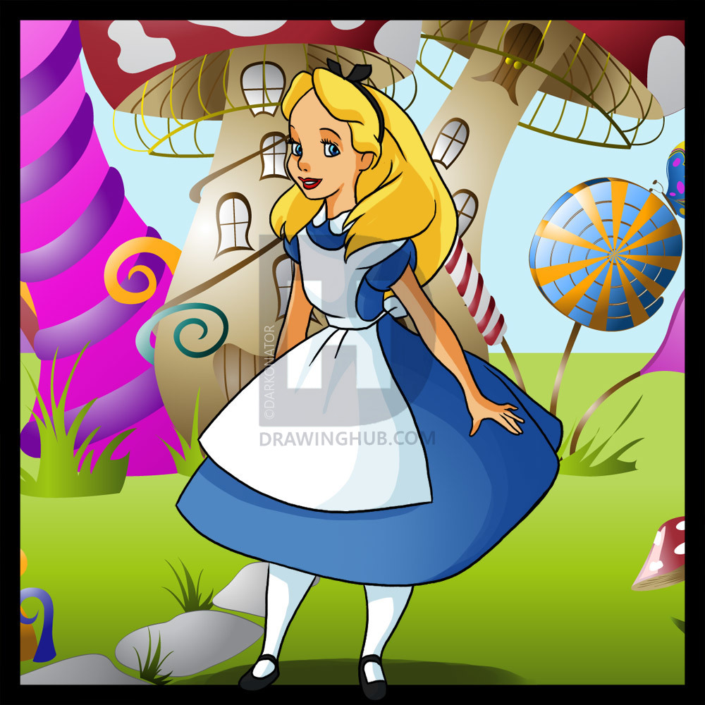 1000x1000 How To Draw Alice In Wonderland, Step - Alice Drawing