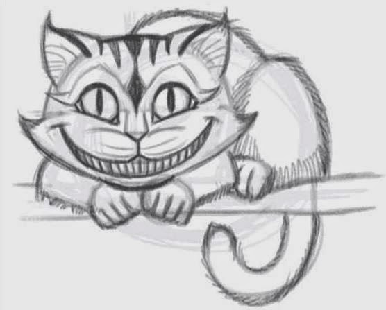 556x447 How To Draw The Cheshire Cat Easily - Alice In Wonderland Cat Drawing