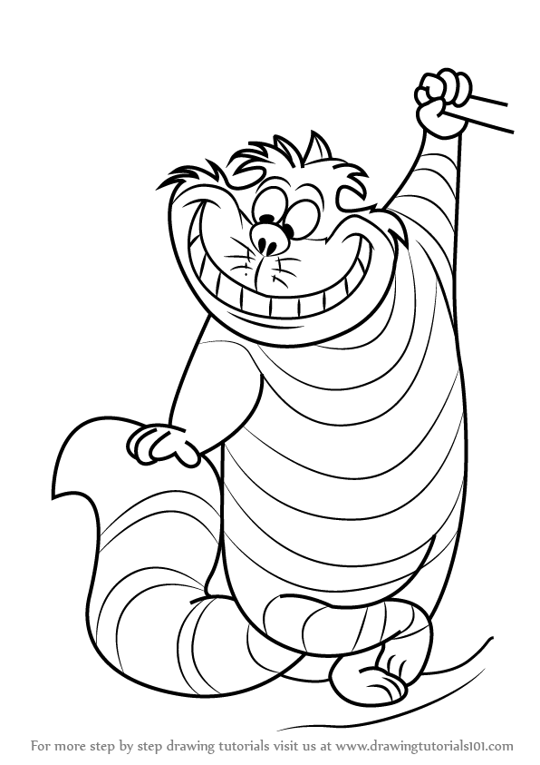 596x843 Learn How To Draw Cheshire Cat From Alice In Wonderland - Alice In Wonderland Cat Drawing
