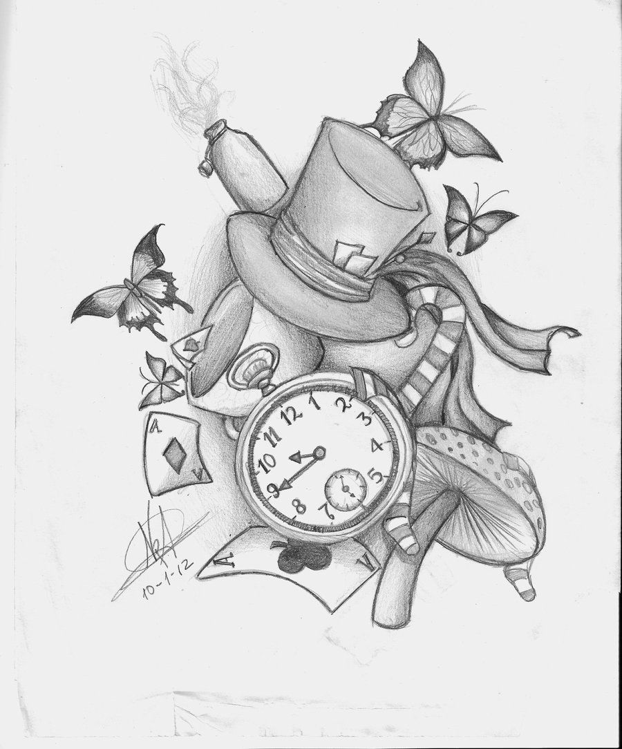 900x1084 Alice In Wonderland Tattoo Idea Like The Concept, Not Necessarily - Alice In Wonderland Drawing