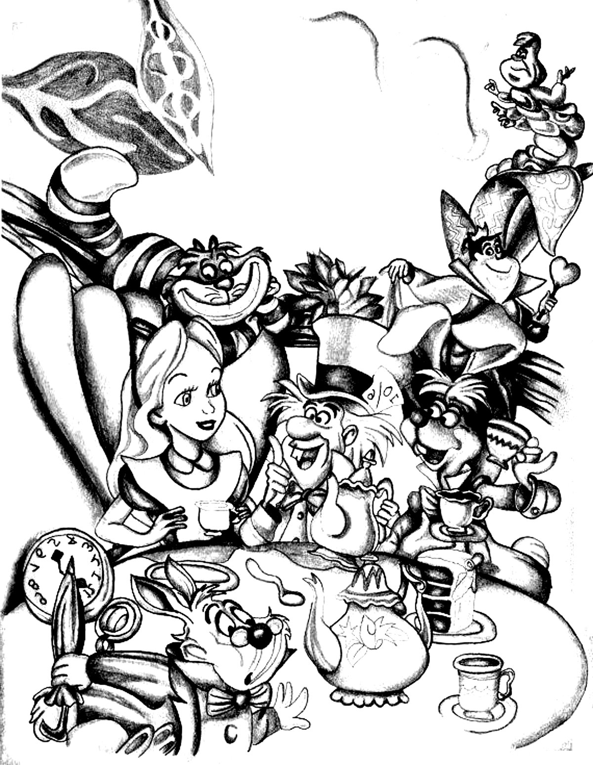 1200x1547 Disney Drawing Alice In Wonderland - Alice In Wonderland Drawing