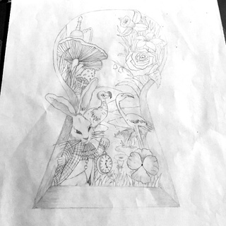 320x320 sort of alice in wonderland drawing just in a normal pencil - Alice In Wonderland Drawing