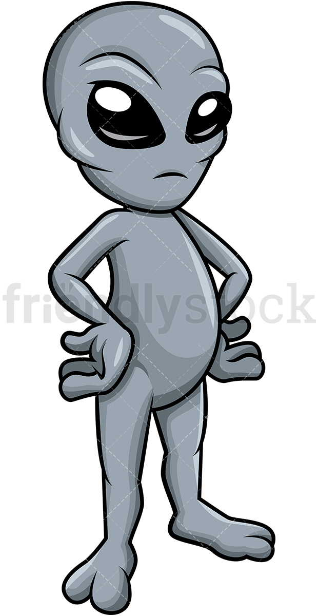 620x1200 Grey Alien Cartoon Vector Clipart - Alien Cartoon Drawing
