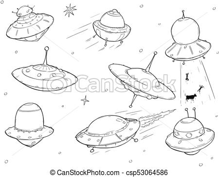 450x365 set of cartoon alien ufo space ships set of cartoon vector doodle - Alien Cartoon Drawing