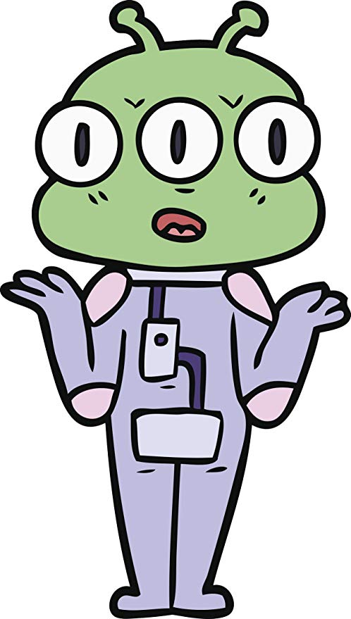 498x879 Confused Scared Frightened Shocked Eyed Space Alien - Alien Cartoon Drawing