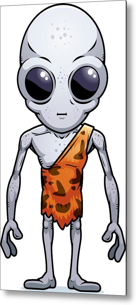 460x1032 Cartoon Grey Alien Caveman Metal Print - Alien Cartoon Drawing